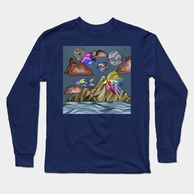 Space fish Long Sleeve T-Shirt by Bagaz